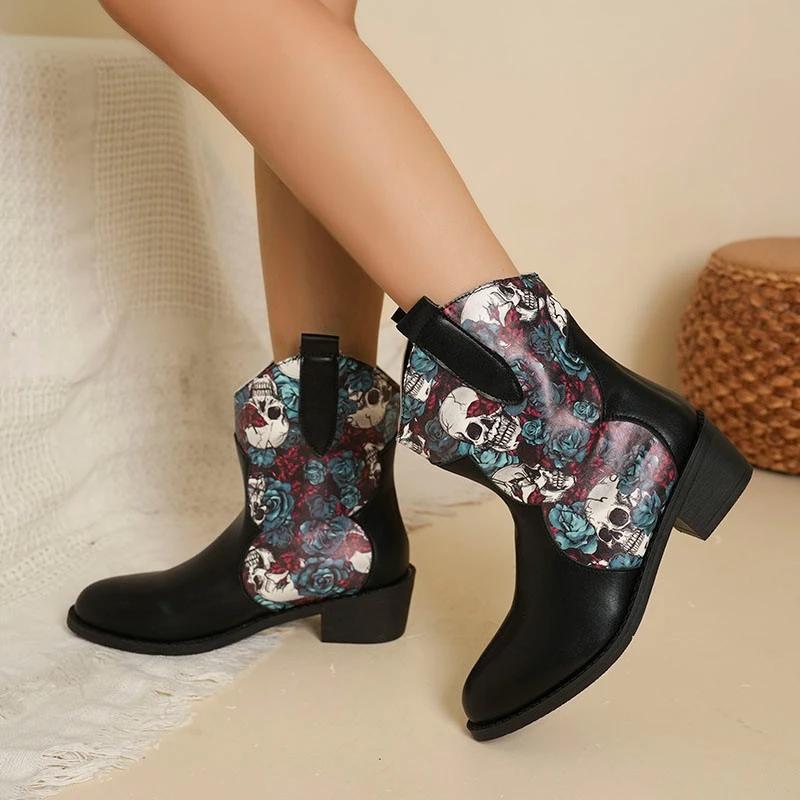 Fashion Shoes for Women 2024 Classic Pointed Toe Snake Print Women's Chelsea Boots Comfortable Square Heel Platform Boots Zapatos Mujer