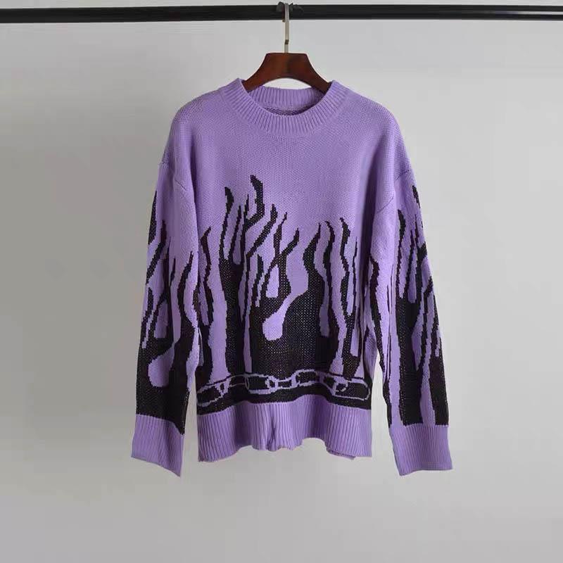 

Women s Purple Fall Long Sleeved Loose Fit Anti-aging Top Knitted Sweater Women s Pullover Clothing One Size фіолетовий
