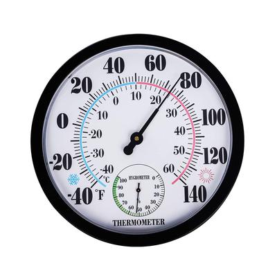 9.84in/25cm Round Thermometer With Hygrometer With Hygrometer Large Indoor Outdoor Wall Weather Thermometers Weather