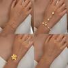 4 Pcs/Set Fashion Gold Color Flower Pearl Finger Bracelet Stackable Ring Bracelet for Women Simple Wedding Jewelry Party Gifts