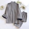 Spring and Autumn Thin Men's Kimono Robes with Long Trousres Cotton Color Matching Pajamas Plus Size Home Pyjamas Set
