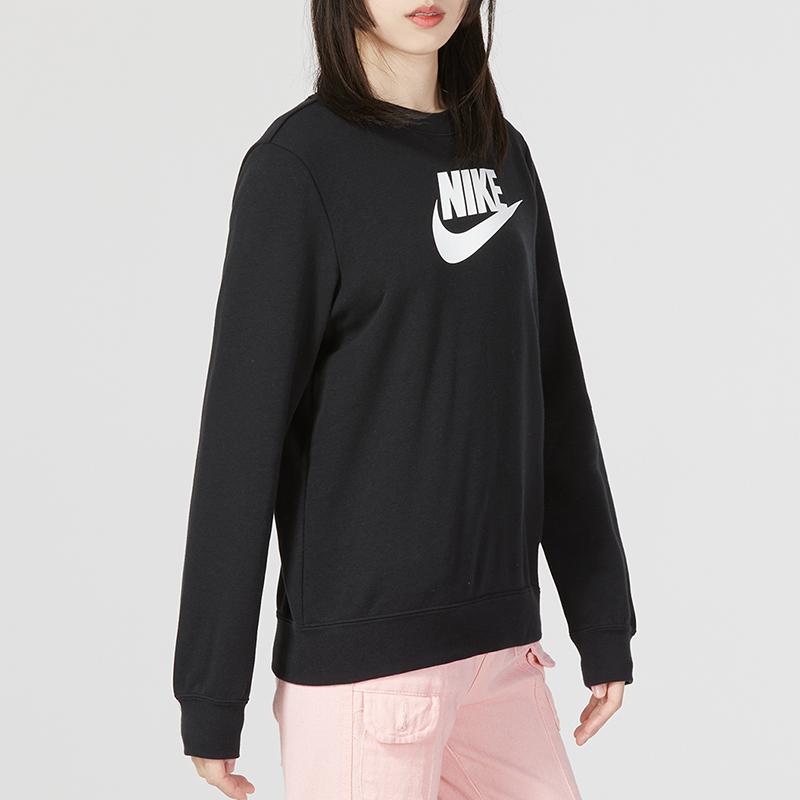 Nike Sport Casual Crew Neck Sweatshirt Women Tops Black DQ5833-010