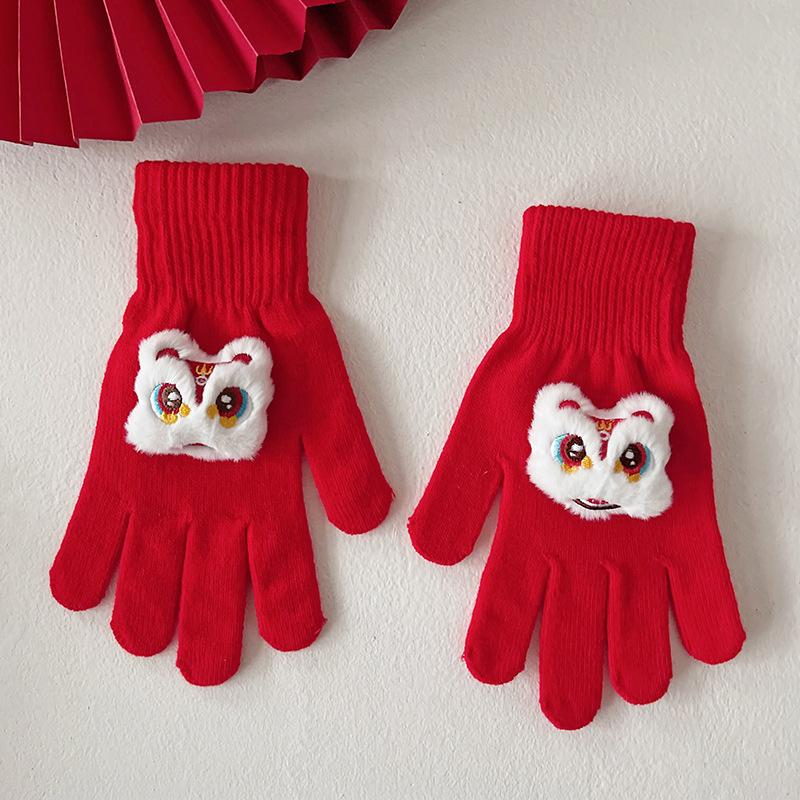 

Красные перчатки женские зимние красные перчатки для танца льва теплые перчатки для защиты от холода на открытом воздухе милые перчатки для кукол
