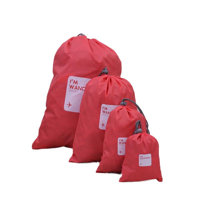 Nylon Waterproof Drawstring Bag Set - 4-Piece Organizer for Clothes, Underwear, and Sundries