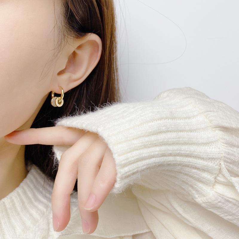 Ear Buckle Popular Jewelry Temperament Earrings Female A Two Wear Zirconia Earrings Commuter Wind Round Face Thin Ear Buckle Jewelry Trends