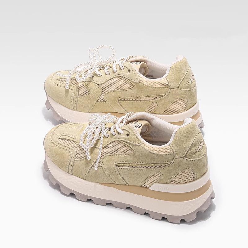 Small Thick Bottom Inner Height Increase Female Mesh Retro Breathable Pearl Casual Fashion Female