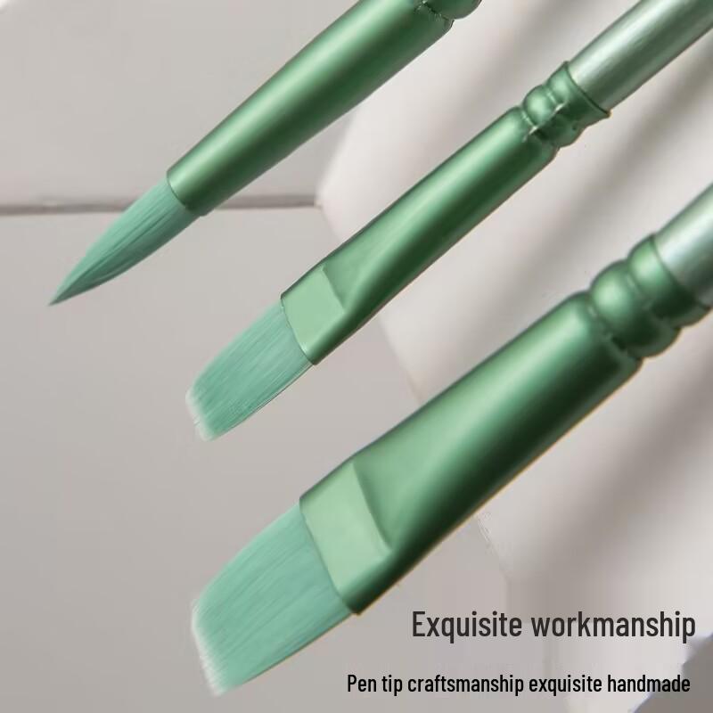 Watercolor Brush Set: Round & Flat Nylon Brushes for Beginners & Students