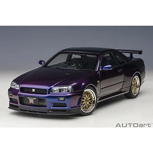AUTOart 1/18 Scale Nissan Skyline GT-R (R34) V-Spec II BBS LM Wheel Version, Midnight Purple III, Finished Product