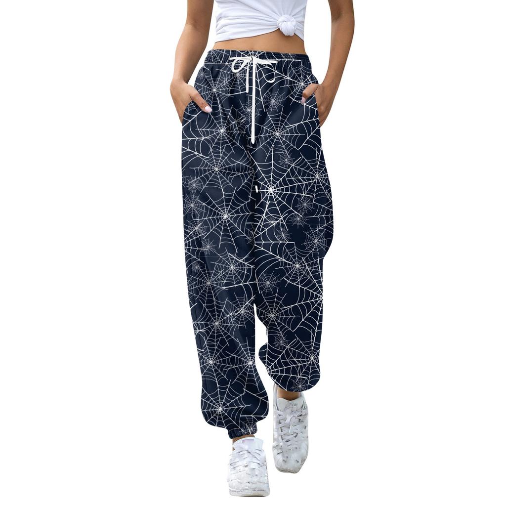 Women's Casual Fashion Halloween Print Casual Pants Sweatpants Long Pants Drawstring Elastic Waistband Cuffed Pants