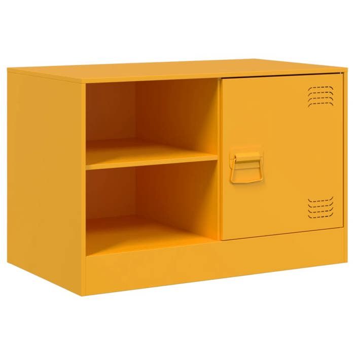VidaXL Meuble TV jaune moutarde 67x39x44 cm acier, banc TV, meuble télé, meuble multimédia, buffet TV, meuble hifi, centre 841697