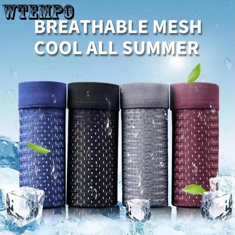 Men Sexy Boxers Underwear Underpants Blue Black L XL XXL 3XL Silky Cool Breathable Mesh Casual Sports Fashion Fitness Ventilate