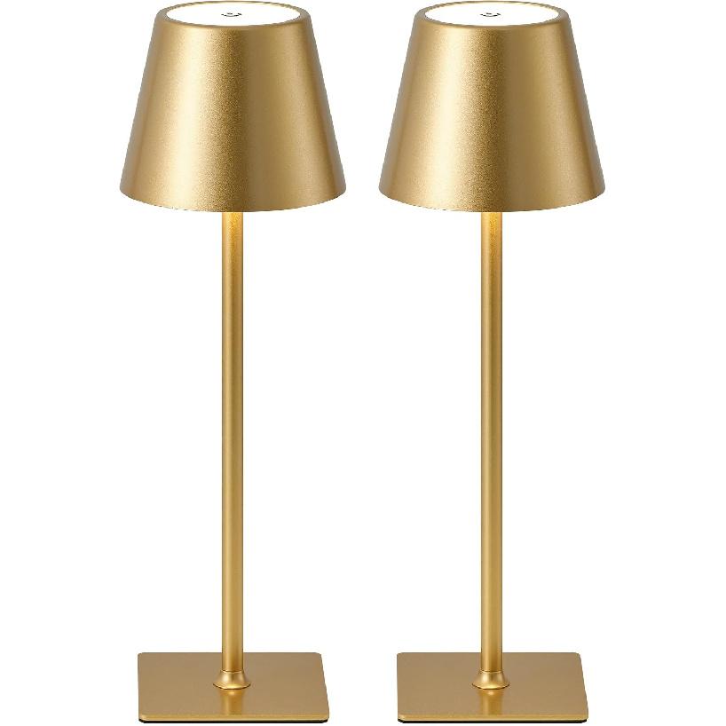 KDG 2 Pack Cordless Black Table Lamps, Rechargeable Portable LED Desk Lamps | 5000mAh Battery Operated 3 Color Stepless Dimming Up for Restaurant,