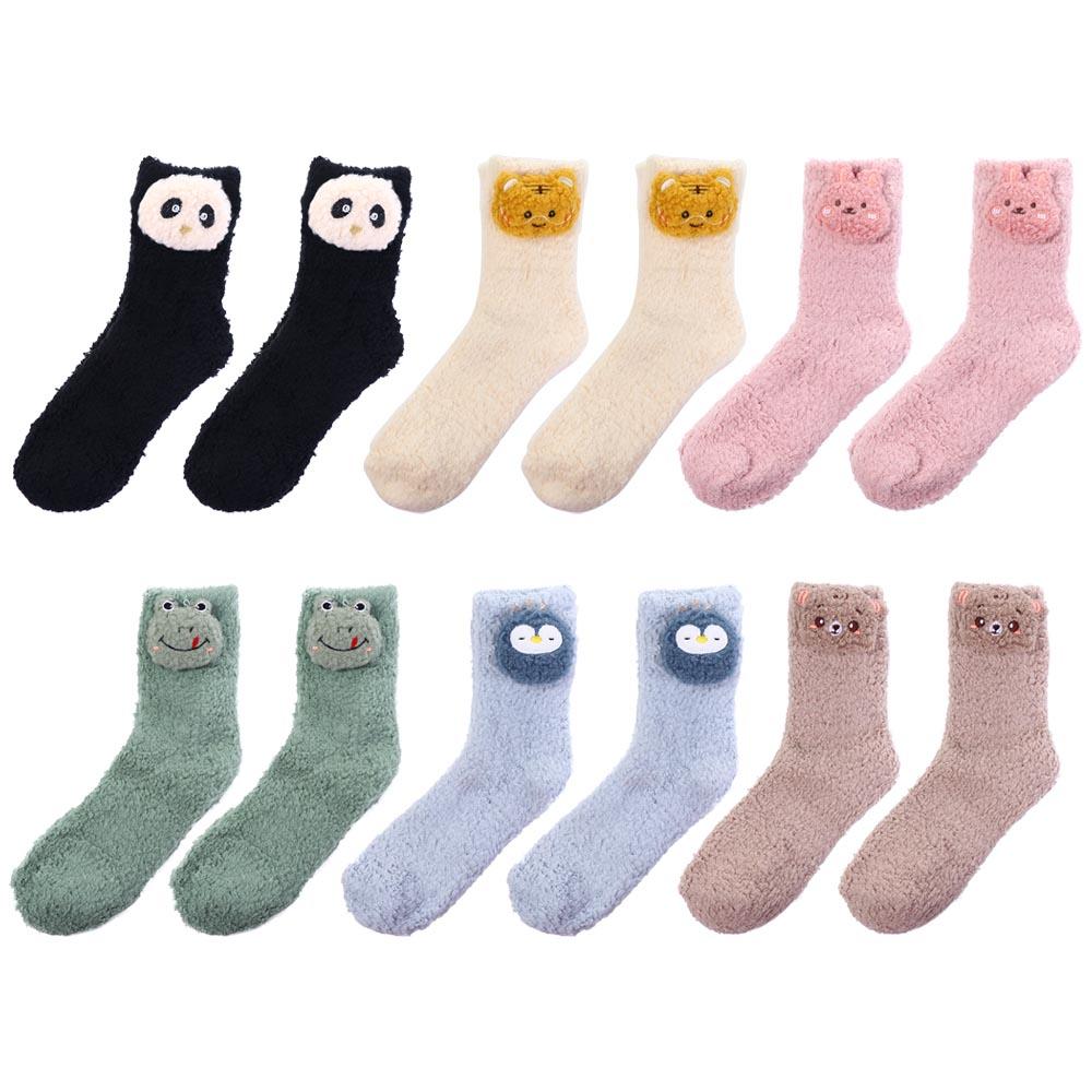 Style Three-dimensional Penguin Women Frog Socks Floor Socks Coral Fleece Socks Cartoon Hosiery