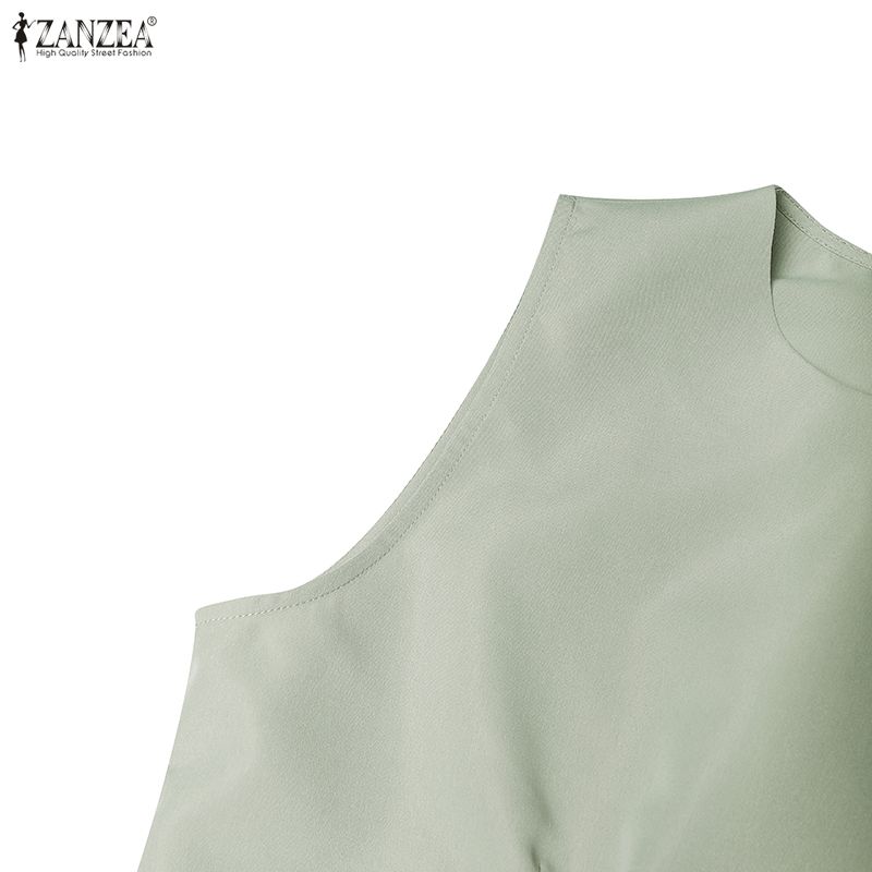 ZANZEA Women Casual Round Neck Summer Sleeveless Dress