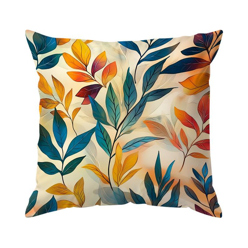 Home Decor Colorful Leaf-Patterned Digital Print Pillow Covers Pattern Cushion Cover Suitable For Sofa Bedroom Car Pillow Cover