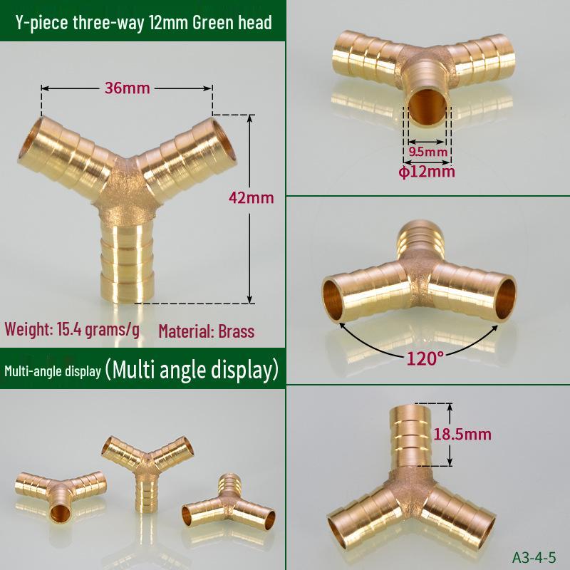 Copper Y-Junction Hose Connector for Soft, Rubber, and Leather Hoses (Sizes: 4mm-19mm)