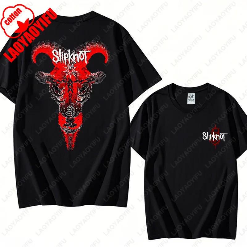 Prepare for Hell Tour Shirt Heavy Metal Cotton Tees Man Rock Band T-shirt Men's Slipknots Double Sided Print Short-sleeve Tops