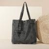Lazy Retro New Washed Denim Cloth Shoulder Bag Women's Leisure Commuter Tote Bag Large Capacity Travel