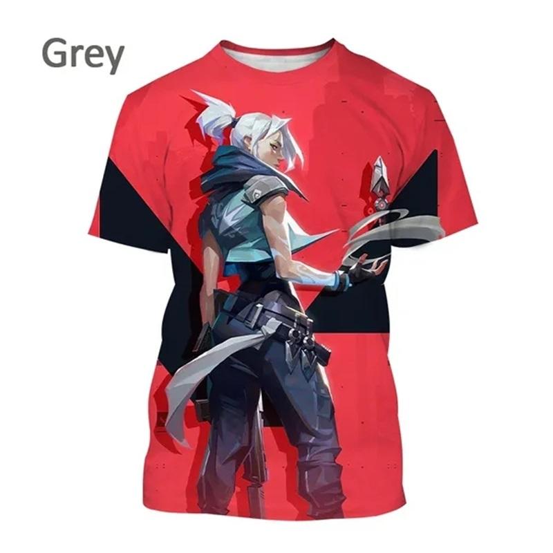 

Popular Game Valorant Pattern Men s 3D Printed Summer Casual Short sleeved T-shirt 6XL сірий