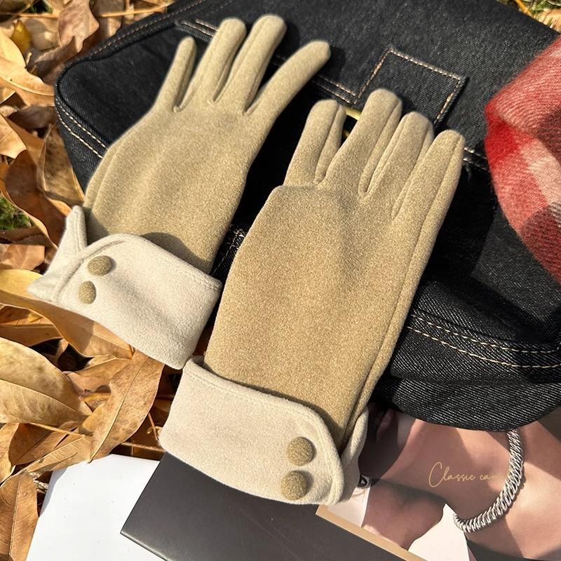 Soft German Velvet Thickened Women's Gloves Winter Warm Finger Gloves