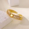 Classic Luxury Zircon Heart Rings For Women  Gold Plated Heart Opening Ring Wedding Aesthetic Christmas Jewelry Gift