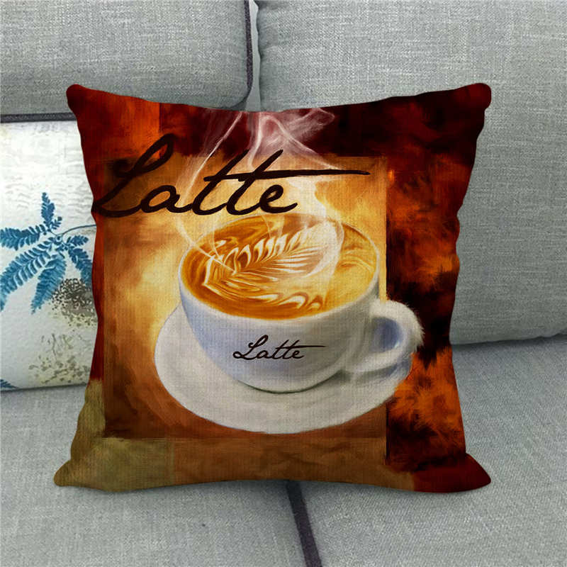 Retro-Style Coffee Afternoon Tea Digital Printing Short Plush Pillow Covers For Car Sofa Office Cushion Cover Home Goods