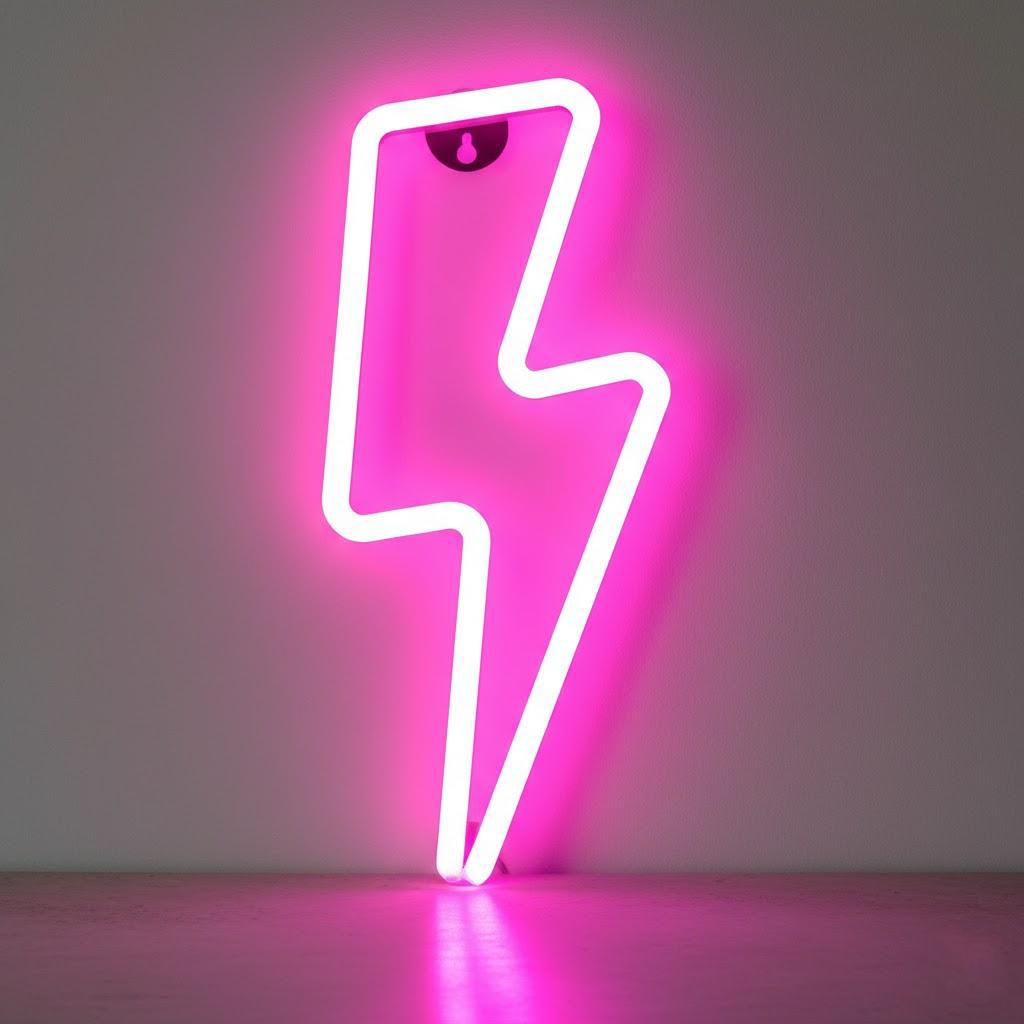 Creative LED Lightning Shape Festival Home Atmosphere Lamp Stylish Neon Style Multicolor Light Decor