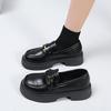 [Youshilai] Height-increasing thick-soled small leather shoes for women's 2025 autumn new British style shallow mouth one-pedal loafers