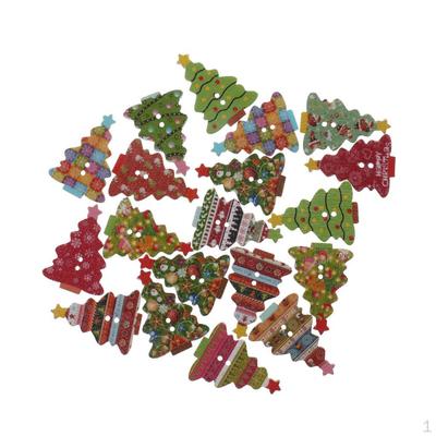 20PCS DIY Assorted Christmas Tree Buttons Sewing 25mm