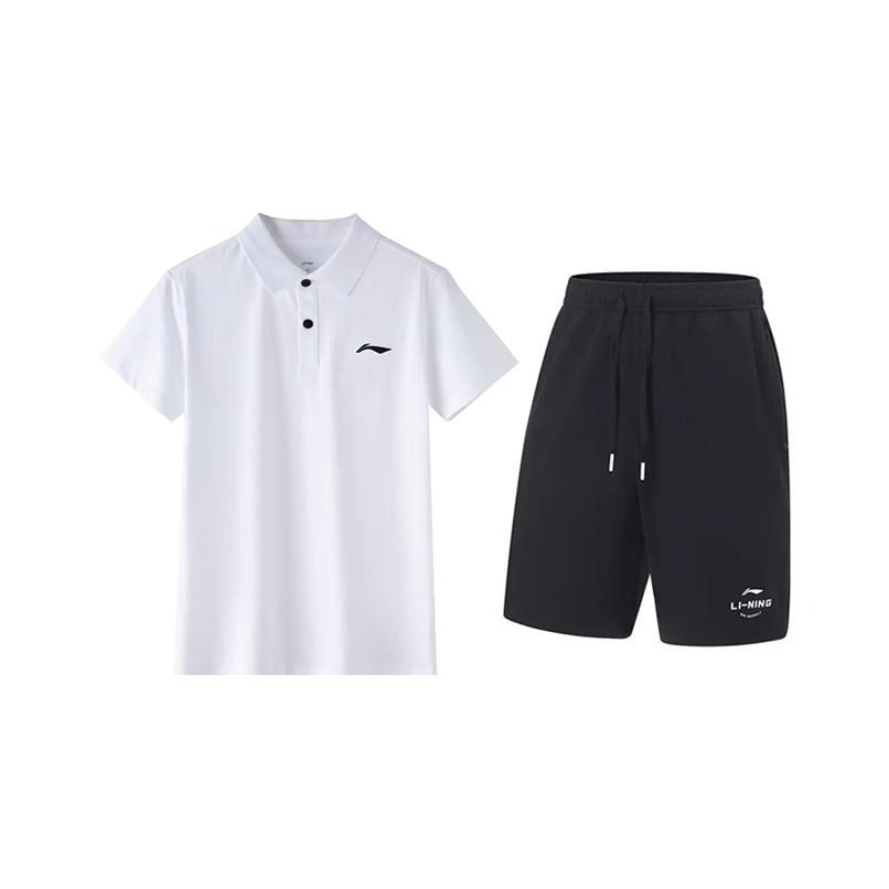 

Li Ning Logo Print Simple Skin-Friendly Comfortable Versatile Breathable Casual Sports Suit Unisex suit APLV723-2+AKST543-3 3XL