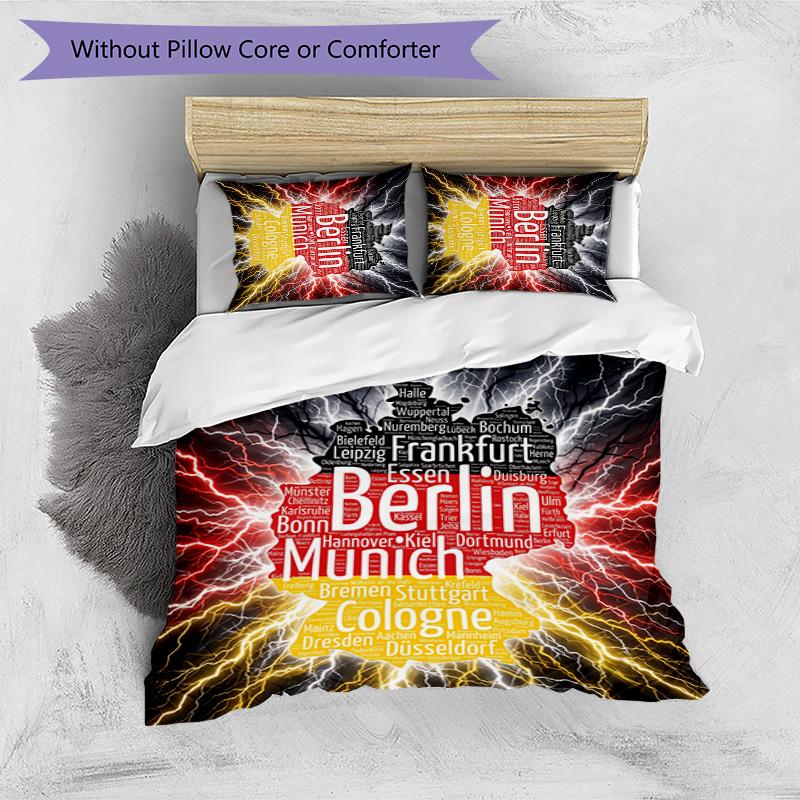 Germany Football Printed Bedding 3 Piece Set Cozy Breathable Bed Cover Set as Housewarming Holiday Gift