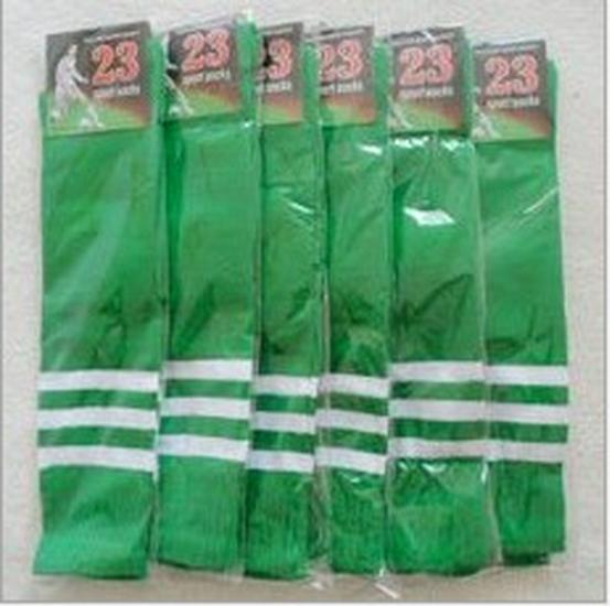 Green Striped Football Socks & Japanese-Style Black Student Over-the-Knee Cotton Socks for Women