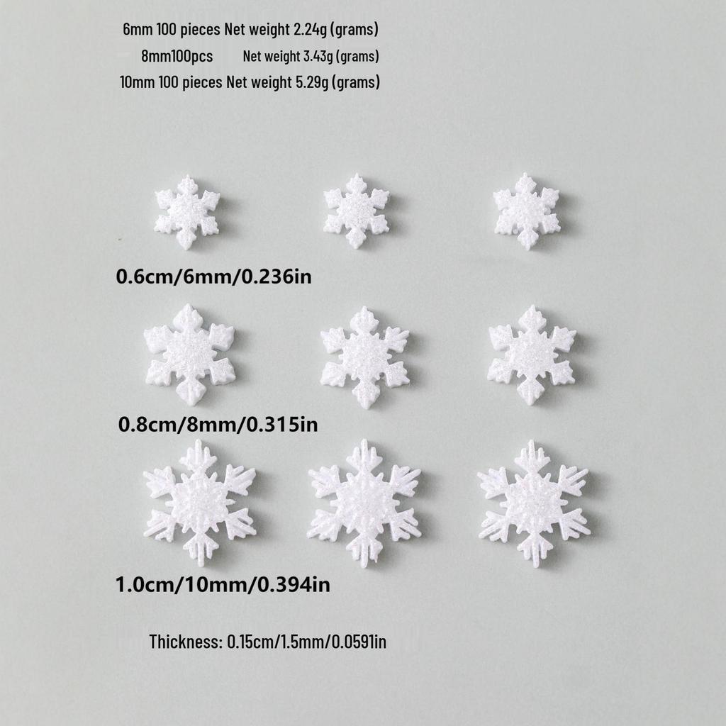 White Snowflake Resin Nail Art Decorations - 3D Hexagonal Winter DIY Accessories