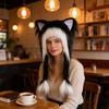 Soft Furry Animal Ear Hat with Braids for for Women and Girls Cartoon Earflap Hat Cosplay Winter Party and Themed Event