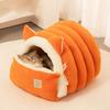 Cat Cave Bed Winter House Washable With Removable Pad Semi-Enclosed Kitten Bed Cat Furniture For Kitten Puppy Pet Sleeping