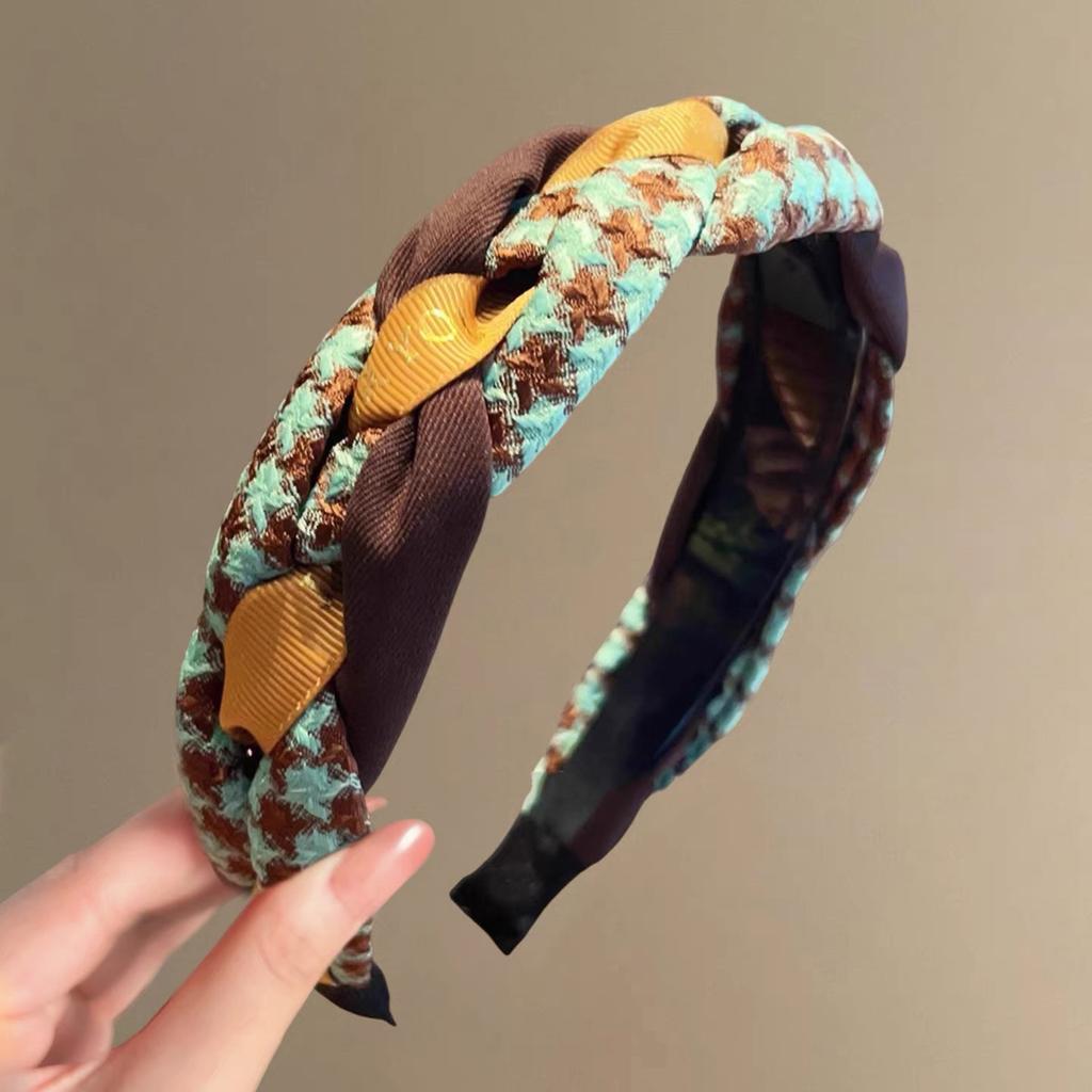 Coffee Wine ~ Retro Pu Leather Hairband French Style High Cranial Pressure Hair Bundle Jennie's Same Style Travel Hairpin