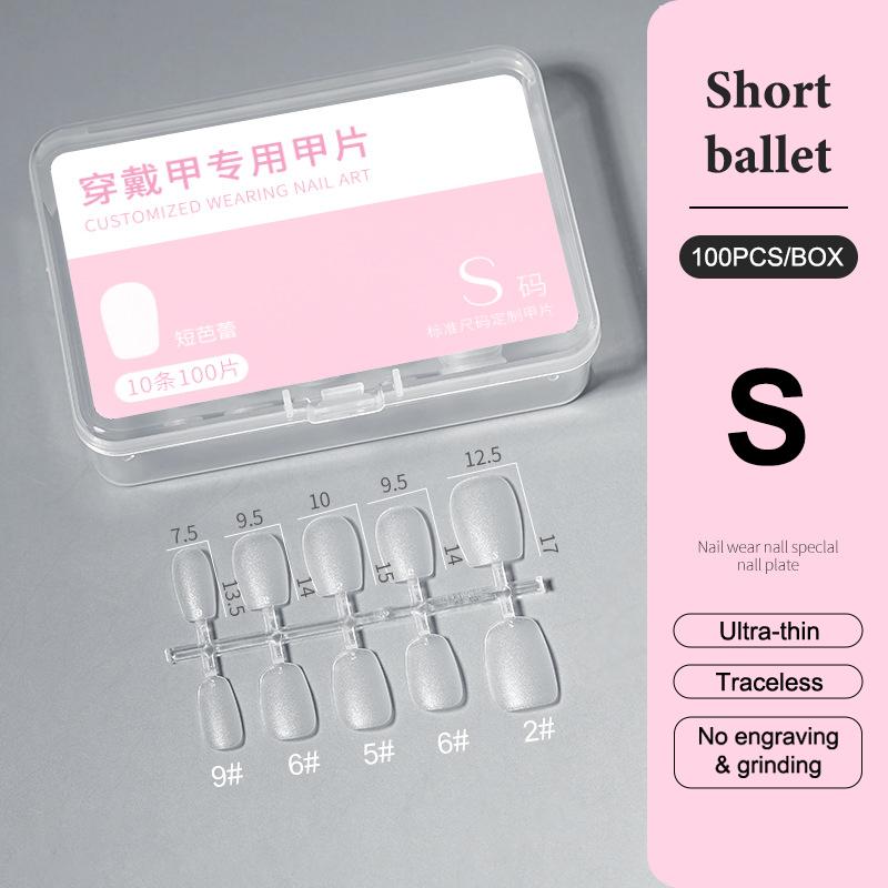 100Pcs/Box Xs/S/M Fake Nails No Polishing No Trace Press On Nails Clear Artificial Thin Nail Tips For Nail Extension Home Diy