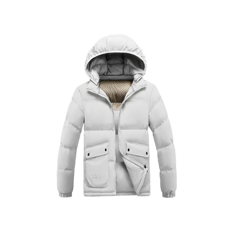Lightweight Cotton Coat Men's Winter Solid Color Graphene Slim Fit Removable Hat Thickened Hooded Jacket Men