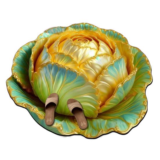 Yousheng Chinese Cabbage Floor Mat Non-Slip Absorbent Bathroom Rug 3D Visual Effect Cabbage Floor Rug for Entrance Living Room Kitchen