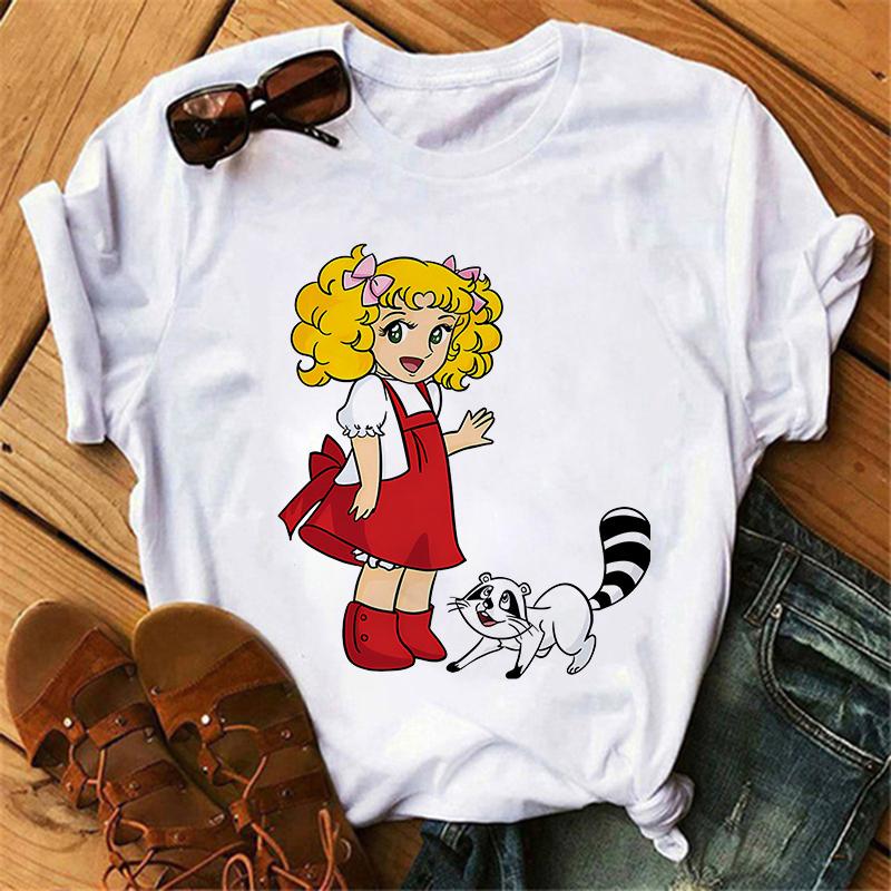 Anime Candy Candy T-shirt Clothes for Women Japanese Manga Short Sleeve Graphic Tee Y2k Kawaii Casual Tops Women's Sumer Clothes