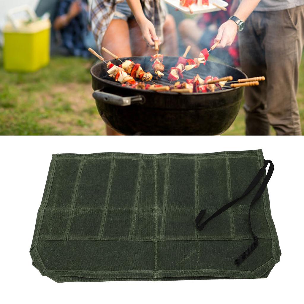 Waxed Knife Bag 7 Professional Foldable Chef Knife Roll Bag for Camping Barbecue