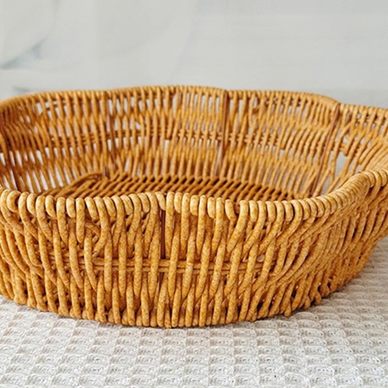 Tragbarer Plastik-Geflecht-Brotkorb Handgeflochtene Blumenform Schalen für Obstservieren und Aufbewahrung in Häusern oder Restaurants