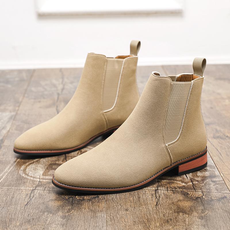 

Fashion Classic Men Fashion Chelsea Shoes High-top Korean-style Versatile Business Boots European American Ankle Boots Men Sizes 38-46 46 коричневый