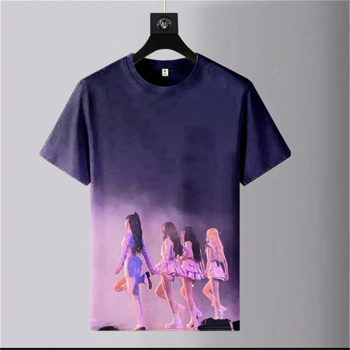 

Kpop Y2K футболка для мужчин и женщин корейская роскошная черная и розовая футболка женская унисекс модные топы с аниме футболка для мужчин