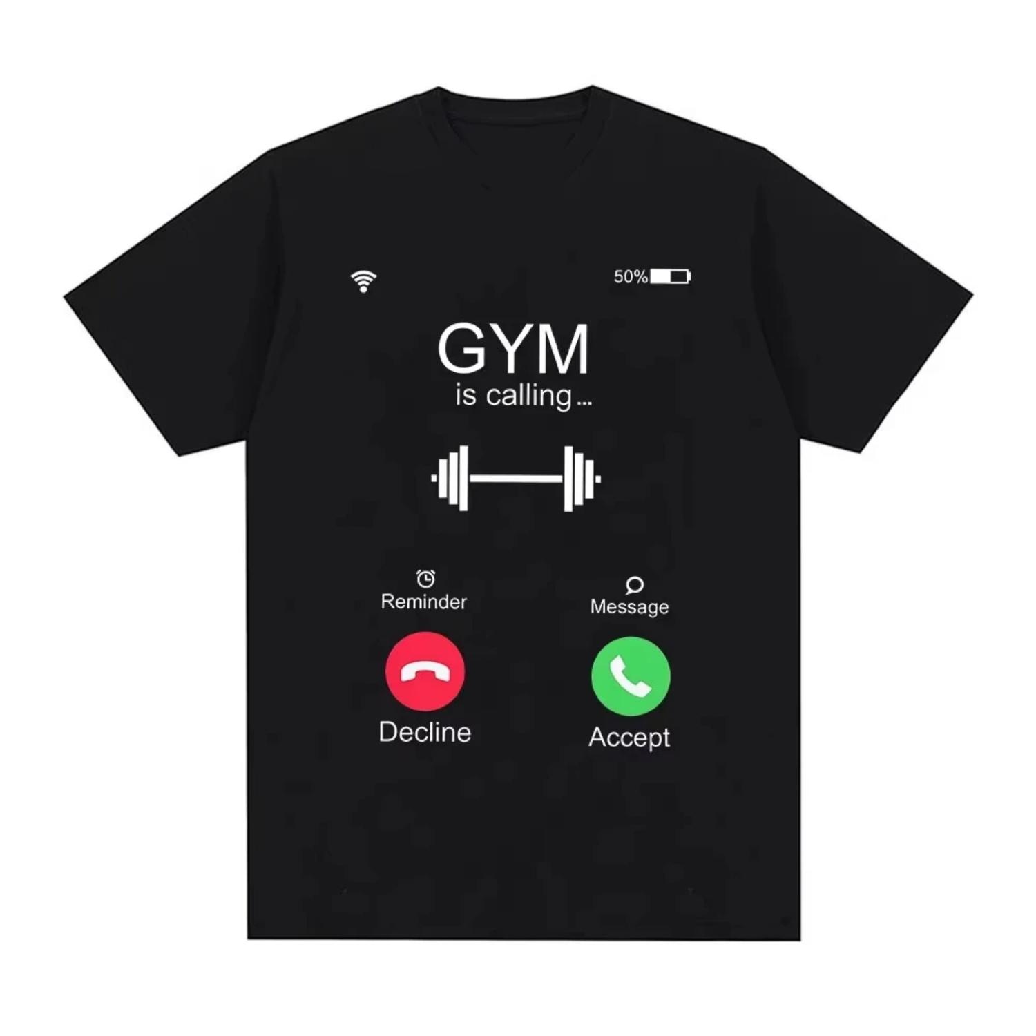

Incoming Call Gym Is Calling Funny T-Shirt Men s Women Fashion Casual T-shirt Cotton Loose Short Sleeve T Shirts Tops Streetwear S разноцветный