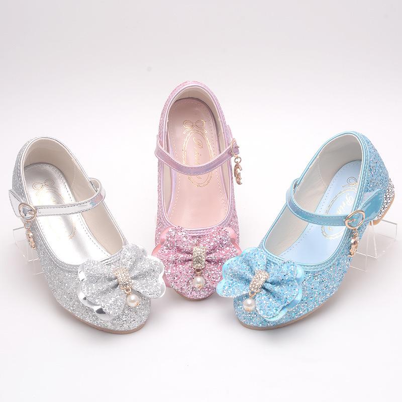 Dívčí boty na vysokém podpatku s měkkou podrážkou, křišťálové boty, princeznovské boty, módní výkonnostní kožené boty