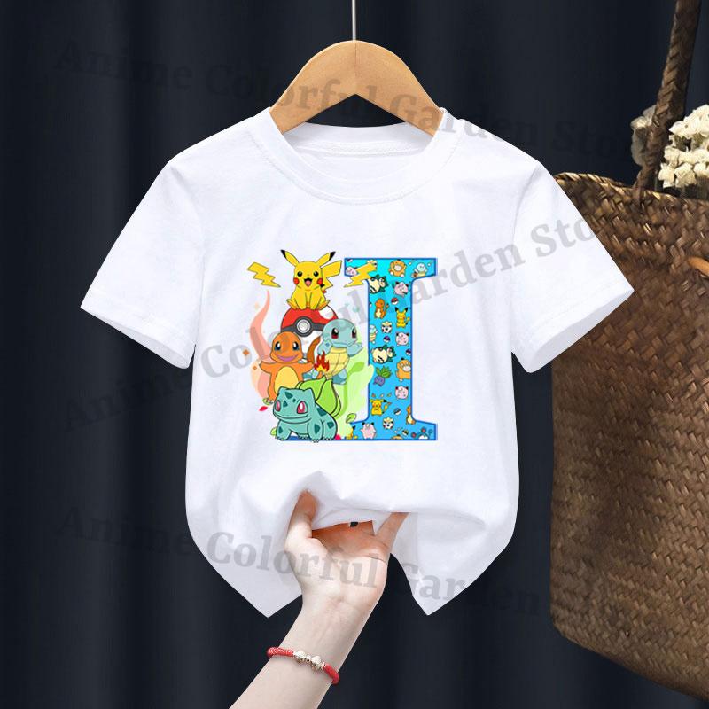 Anime Pokemons Tshirts for Children Pikachu Cartoon Letter Printed Shortsleeved Top Boys Girls Summer Fashion Sports Tshirt