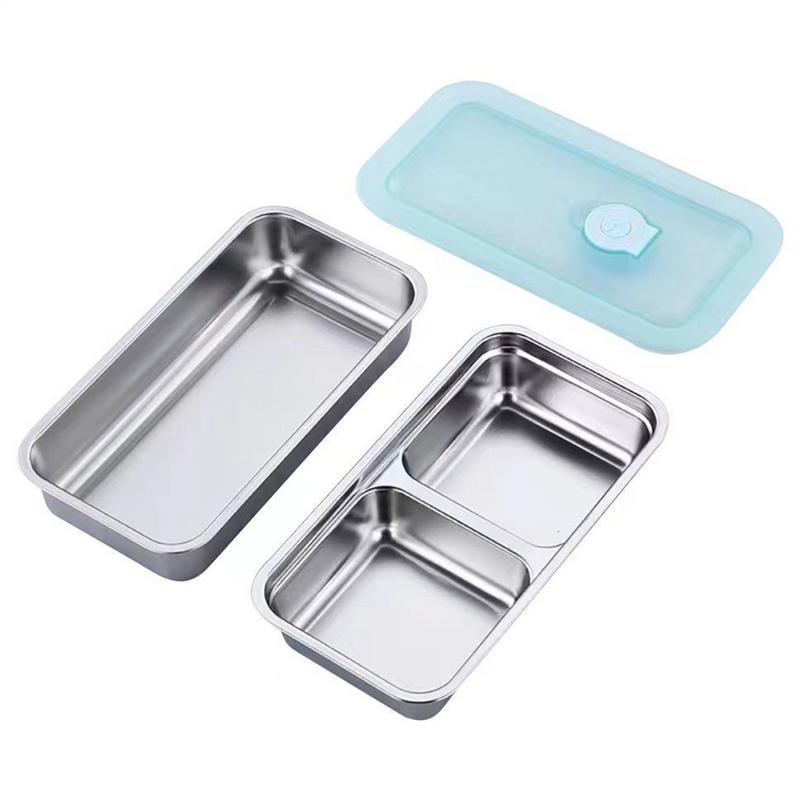 304 Edelstahl Lunch Bento Box Einzel-/Doppel-Fach Wiederverwendbare Snackbehälter Auslaufsicher Kühlschrank Lebensmittelbehälter