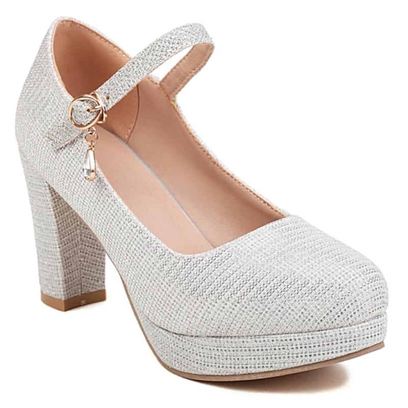 

Женские туфли на высоком каблуке, платформа, модные 2025, новые, с ремешком, золотые, серые, розовые, на каблуке, для вечеринки, свадьбы, офиса, женские туфли-лодочки для платья 44 серебряный