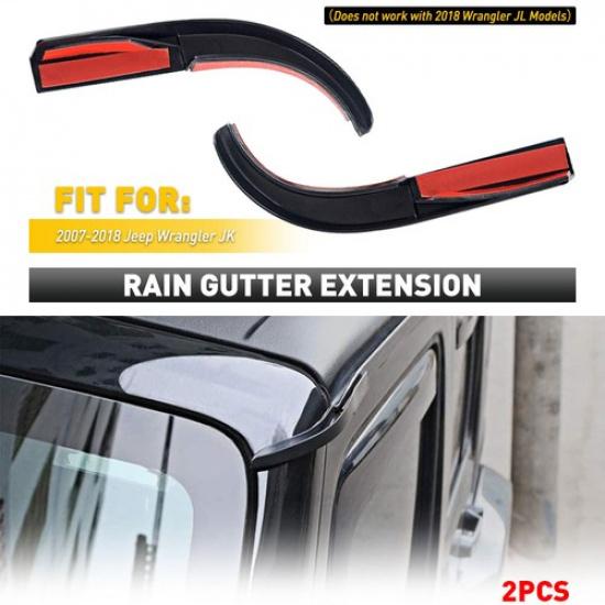 2pcs Slot Gutter Extension Gladiator Water Rain Diverter Guard for Jeep JT 07-21
